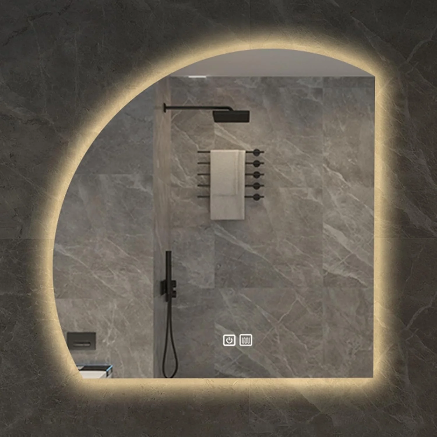 آینه حمام نامنظم LYXWGRZD با ضد بخار، آینه دیواری تزئینی، آینه آرایش نیم دایره ای با نور LED سه رنگ قابل تنظیم، برای حمام، اتاق نشیمن، اتاق خواب (رنگ: L-A، اندازه: 39 اینچ) آینه حمام نامنظم LYXWGRZD با ضد بخار، آینه دیواری تزئینی، آینه آرایش نیم دایره ای با نور LED سه رنگ قابل تنظیم، برای حمام، اتاق نشیمن، اتاق خواب (رنگ: L-A، اندازه: 39 اینچ)