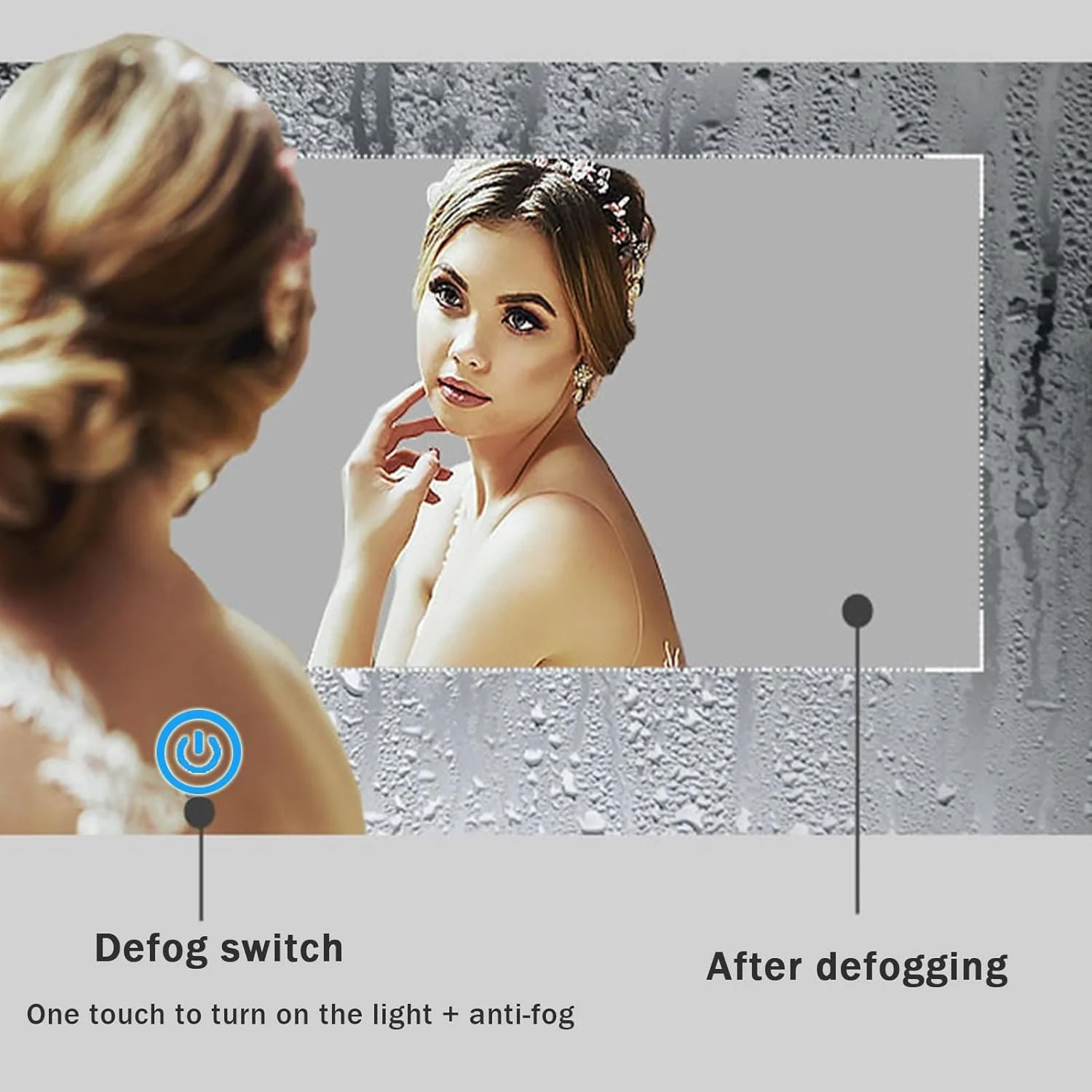 آینه حمام LED نیم دایره LYXWGRZD، آینه دیواری نامنظم با ضد بخار، آینه روشویی حمام روشن با 3 رنگ، آینه دیواری با قابلیت تنظیم نور (رنگ: R، اندازه: 24x47 اینچ/60x120 سانتی متر)