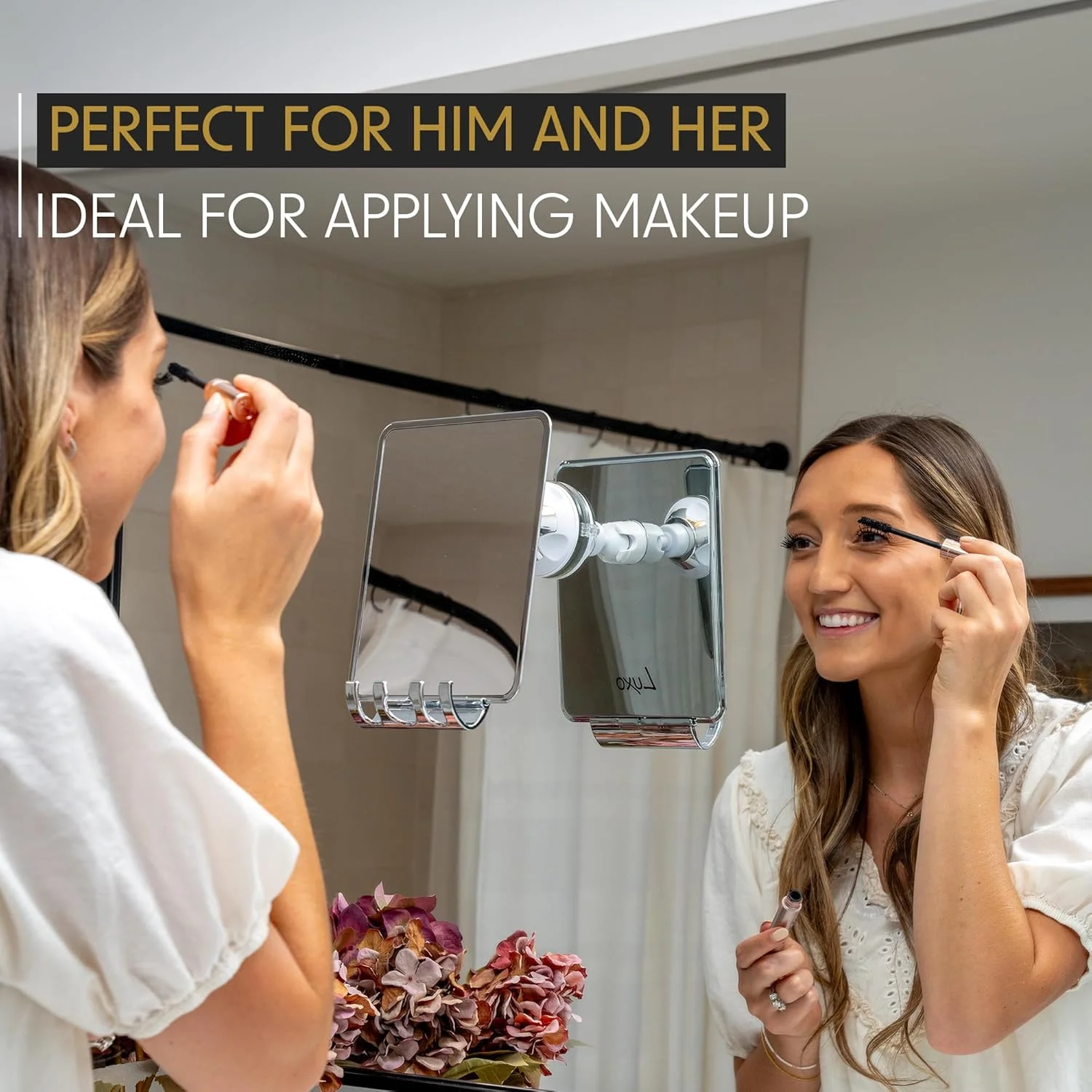 آینه حمام لوکسو، آینه بدون بخار برای اصلاح صورت با نگهدارنده تیغ قابل جابجایی - آینه اصلاح صورت برای حمام با مکنده قوی - آینه ضد ضربه بدون بخار برای حمام