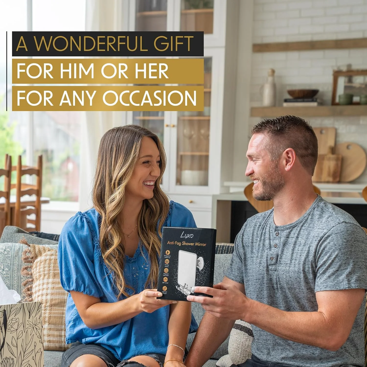 آینه حمام لوکسو، آینه بدون بخار برای اصلاح صورت با نگهدارنده تیغ قابل جابجایی - آینه اصلاح صورت برای حمام با مکنده قوی - آینه ضد ضربه بدون بخار برای حمام