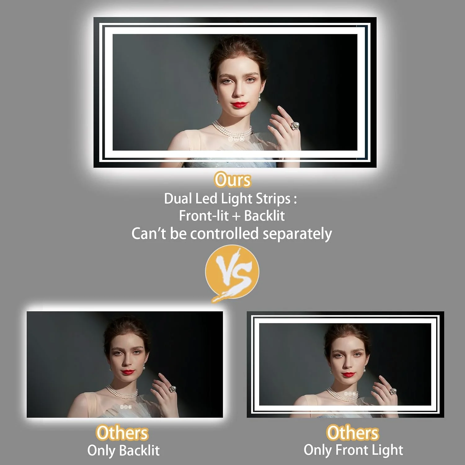 آینه حمام ال ای دی LUVODI با ابعاد 1200x600 میلی متر، آینه روشویی بزرگ نورانی دیواری با پد ضد بخار و کلید لمسی، آینه تمام قد با نور پس زمینه و نور جلو (افقی/عمودی) آینه حمام ال ای دی LUVODI با ابعاد 1200x600 میلی متر، آینه روشویی بزرگ نورانی دیواری با پد ضد بخار و کلید لمسی، آینه تمام قد با نور پس زمینه و نور جلو (افقی/عمودی)