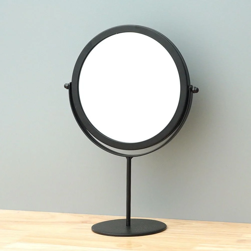 آینه آرایشی رومیزی Lurrose، آینه شیشه ای، آینه 360 درجه، ابزار آرایش برای میز توالت، حمام (مشکی)