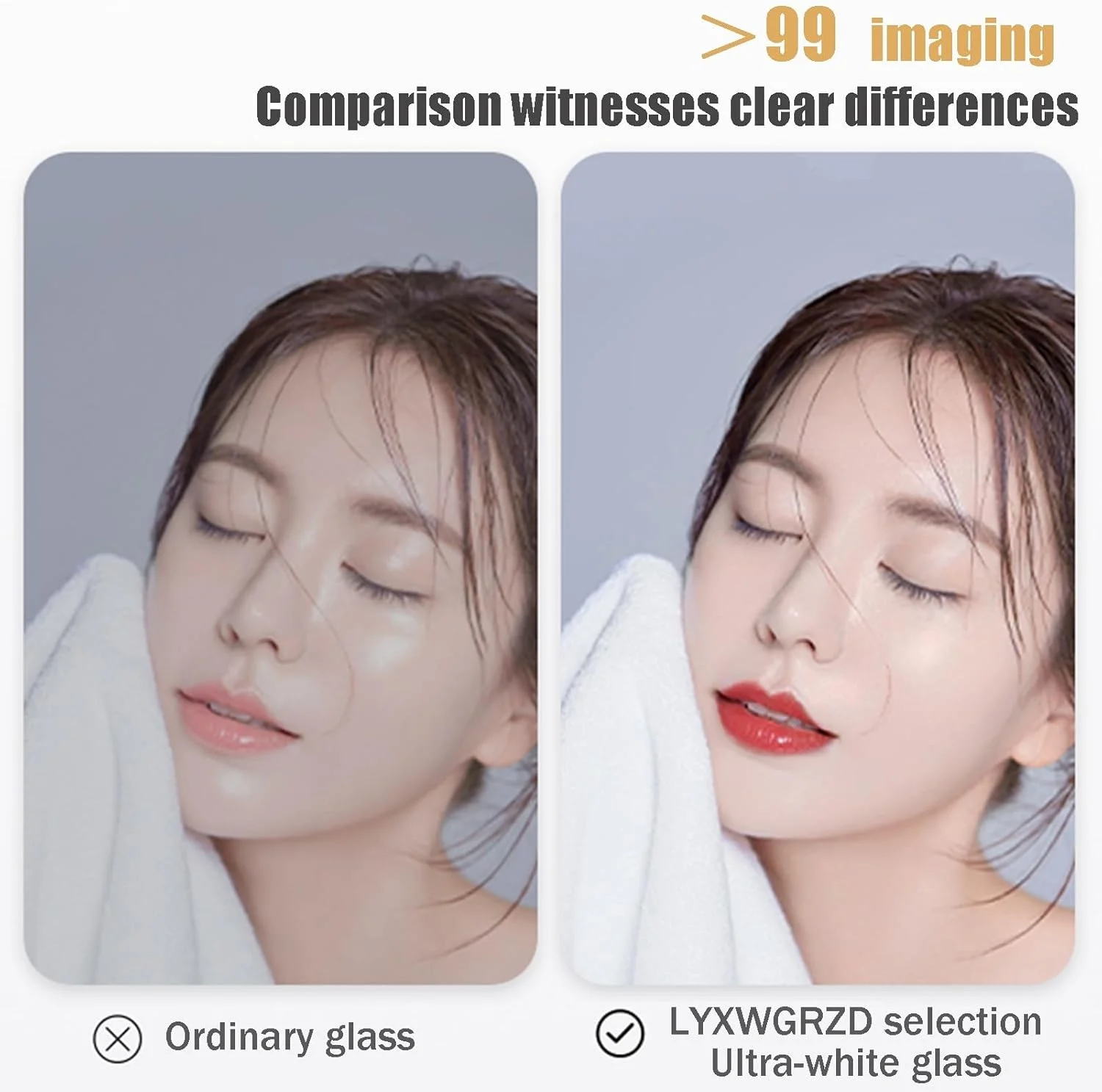 آینه حمام LED مدل LYXWGRZD، آینه دیواری نیم دایره با دیمستر لمسی، 3 رنگ نورپردازی شده، آینه روشویی دیواری، برای بالای سینک، ورودی، اتاق خواب (رنگ: U، اندازه: 39.3 اینچ/100 سانتی متر)