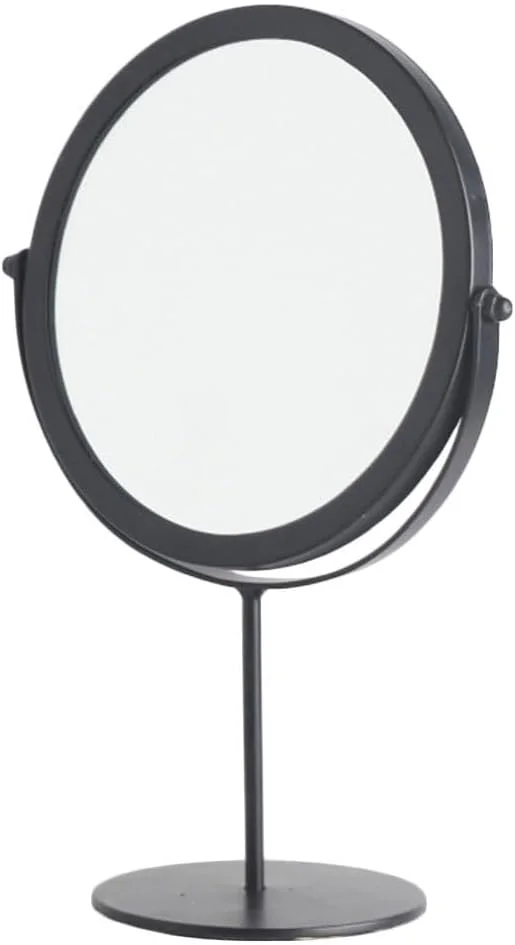 آینه آرایشی رومیزی Lurrose، آینه شیشه ای، آینه 360 درجه، ابزار آرایش برای میز توالت، حمام (مشکی)