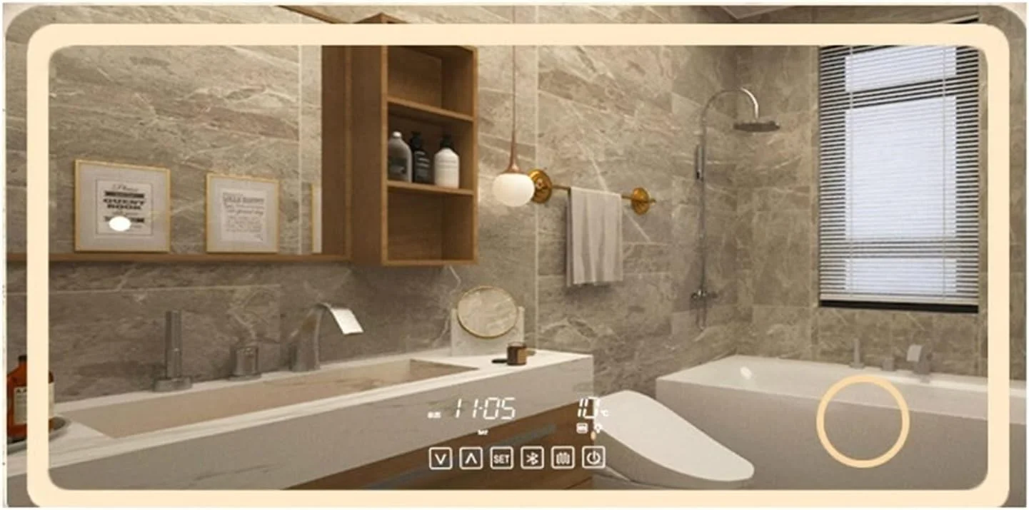 آینه حمام LOYOUYEO، آینه هوشمند لمسی بلوتوثی LED دیواری، آینه آرایشی حمام با نورپردازی آینه حمام LOYOUYEO، آینه هوشمند لمسی بلوتوثی LED دیواری، آینه آرایشی حمام با نورپردازی