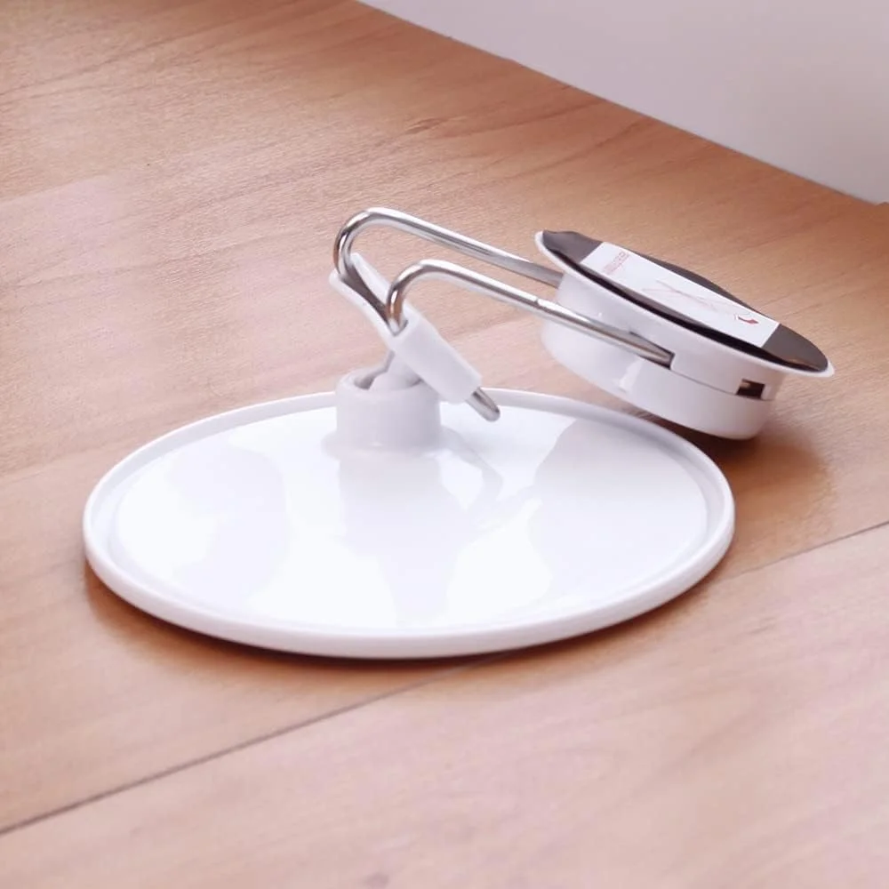 آینه حمام LOYOUYEO بدون نیاز به دریل، آینه چرخان، آینه آرایشی سفید استیل با قابلیت بزرگنمایی