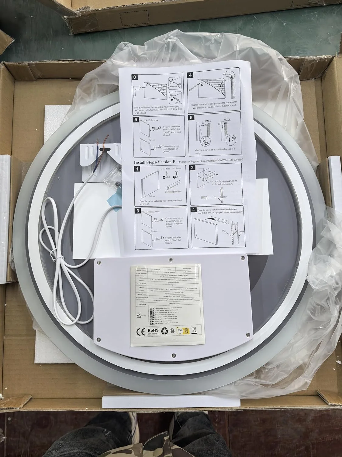 آینه حمام نورپردازی شده لومینورکرست، گرد، 70 سانتی متر، آینه دیواری، آینه حمام LED، 3 رنگ نور، دیمر دار، با قابلیت لمسی، ضد بخار، CRI90+، شیشه حرارت دیده، نور جانبی و پشتی