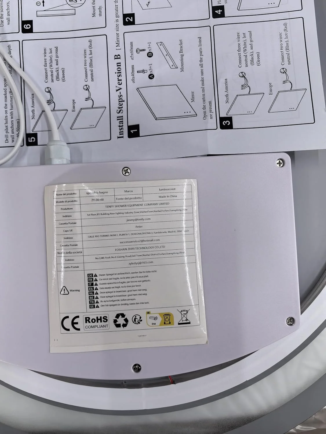 آینه بیضی شکل لومینورکرست با نورپردازی، مستطیلی 60 در 80 سانتی متر، آینه دیواری LED مناسب حمام، 3 رنگ نور، دیمر دار، دارای دکمه لمسی، ضد بخار، CRI90+، شیشه حرارت دیده، نور جانبی و پشتی