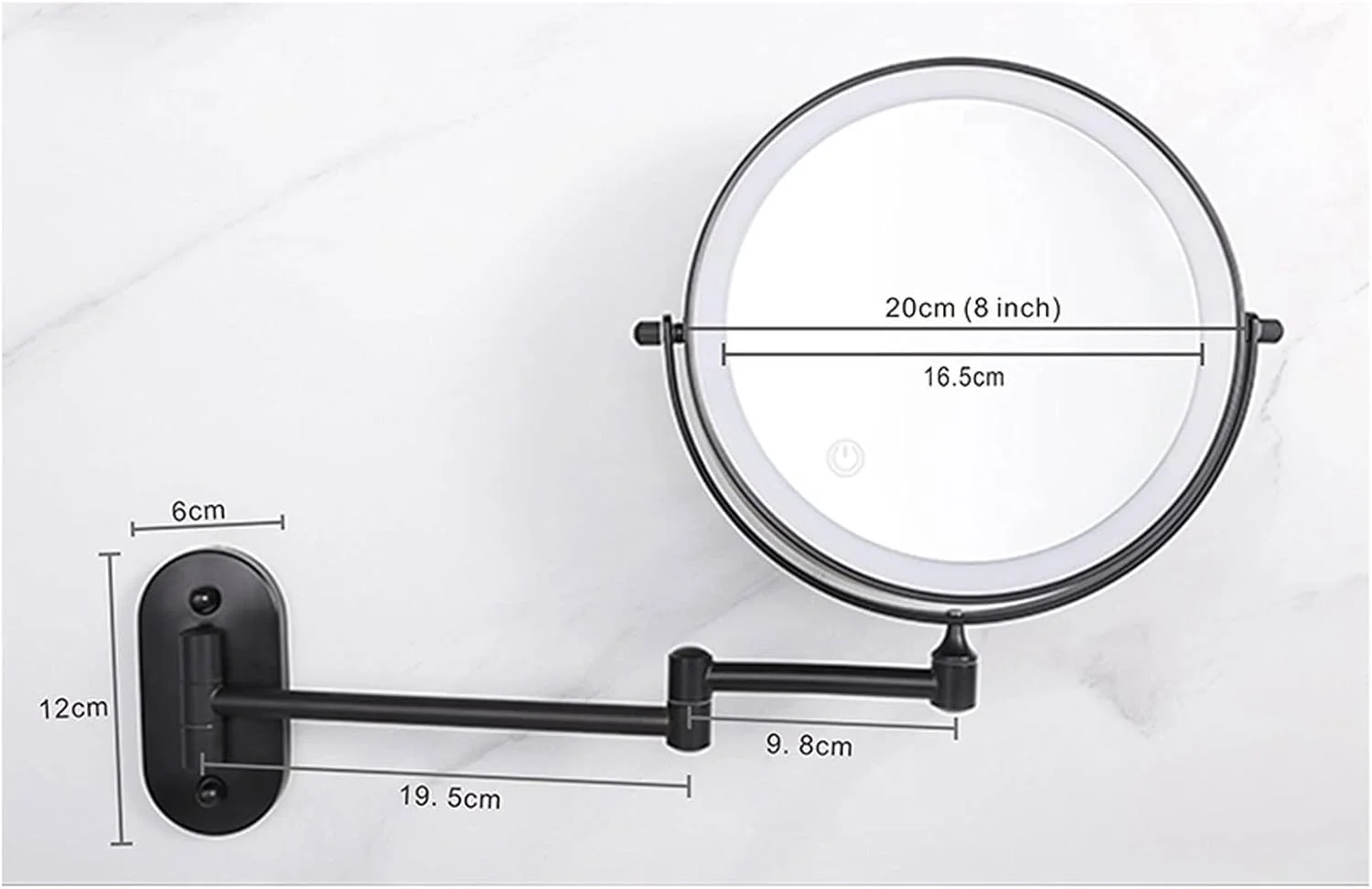 آینه آرایشی دیواری LOYOUYEO برای حمام، آینه دو طرفه بزرگنمایی مات