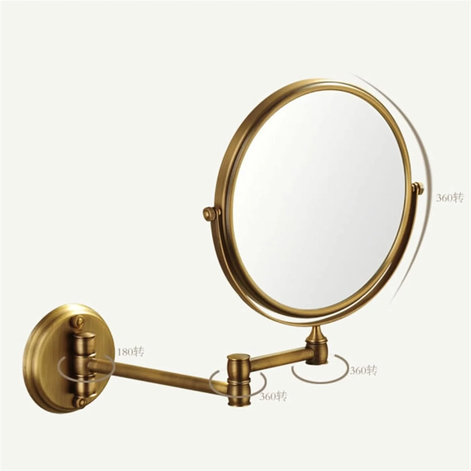 آینه آرایشی تاشو تلسکوپی دیواری دو طرفه گرد LOYOUYEO برای حمام و آرایش