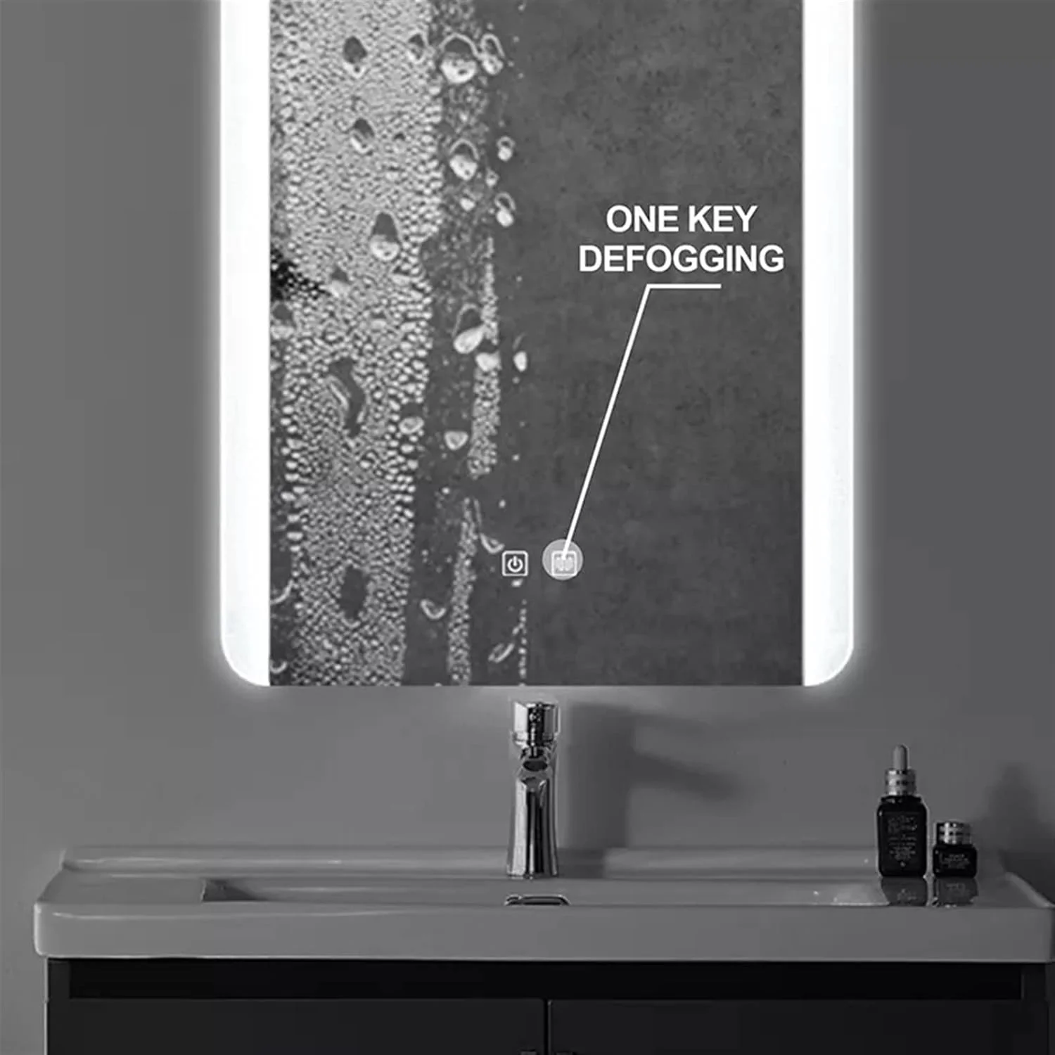 آینه حمام مستطیلی LOYOUYEO، آینه آرایشی هوشمند با قابلیت تنظیم نور، نصب دیواری، ضد بخار، دارای کلید لمسی مناسب هتل و میز آرایش