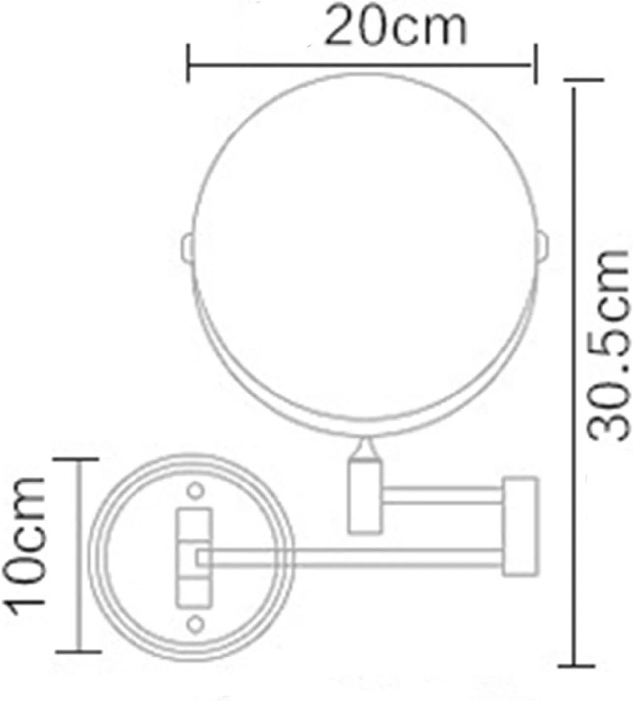 آینه آرایشی مشکی LOYOUYEO برای حمام، آینه دو طرفه بزرگنمایی، نصب شده روی دیوار
