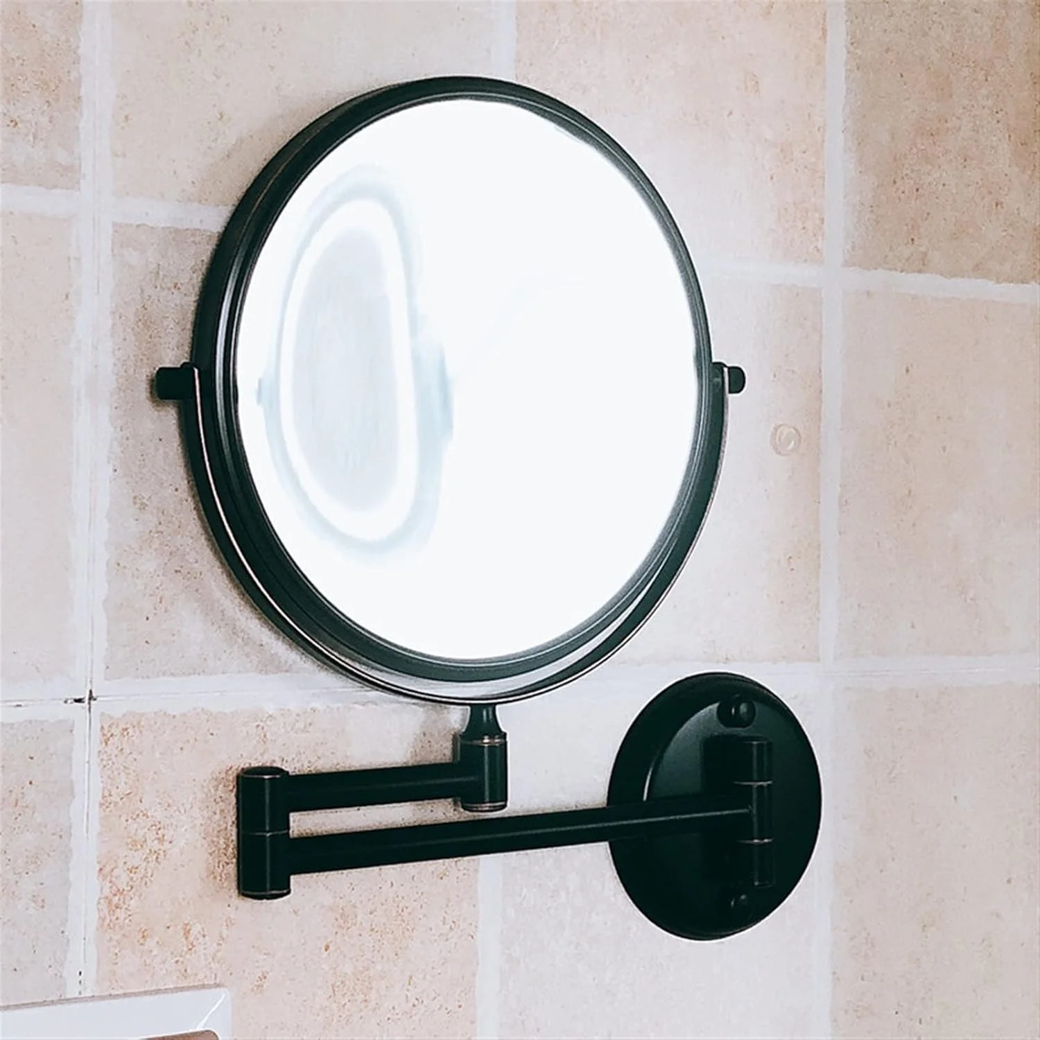 آینه آرایشی مشکی LOYOUYEO برای حمام، آینه دو طرفه بزرگنمایی، نصب شده روی دیوار