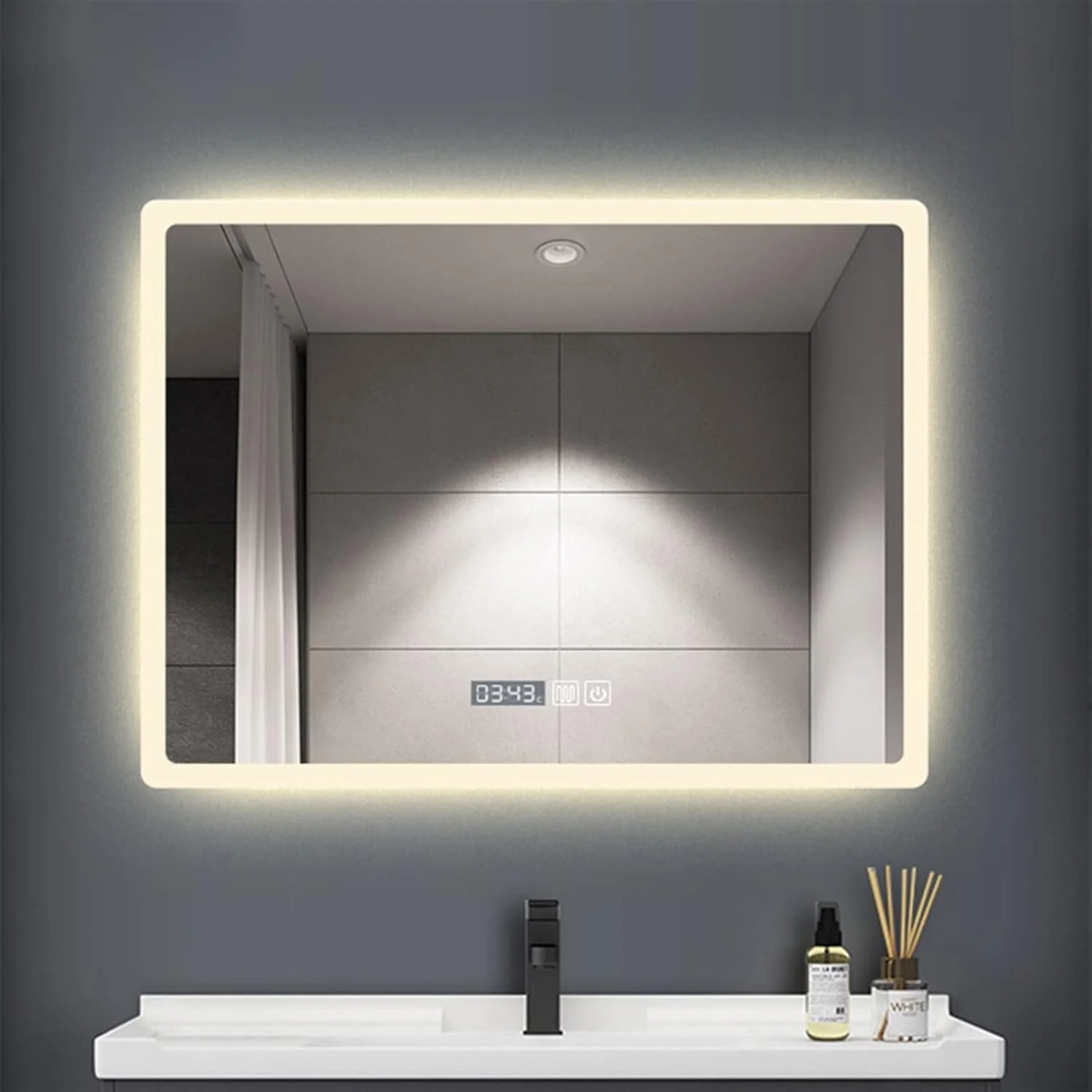 آینه حمام LOYOUYEO، آینه قدی، آینه آرایش LED بزرگ، آینه دستشویی، آینه حمام بدون قاب