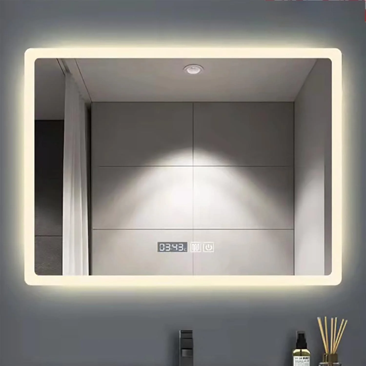 آینه حمام LOYOUYEO، آینه قدی، آینه آرایش LED بزرگ، آینه دستشویی، آینه حمام بدون قاب