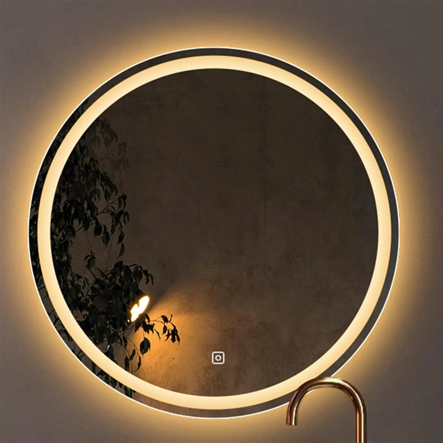 آینه حمام LOYOUYEO، آینه روشویی، آینه های حمام با نور، آینه گرد خود چسب دار دیواری تمام قد بزرگ