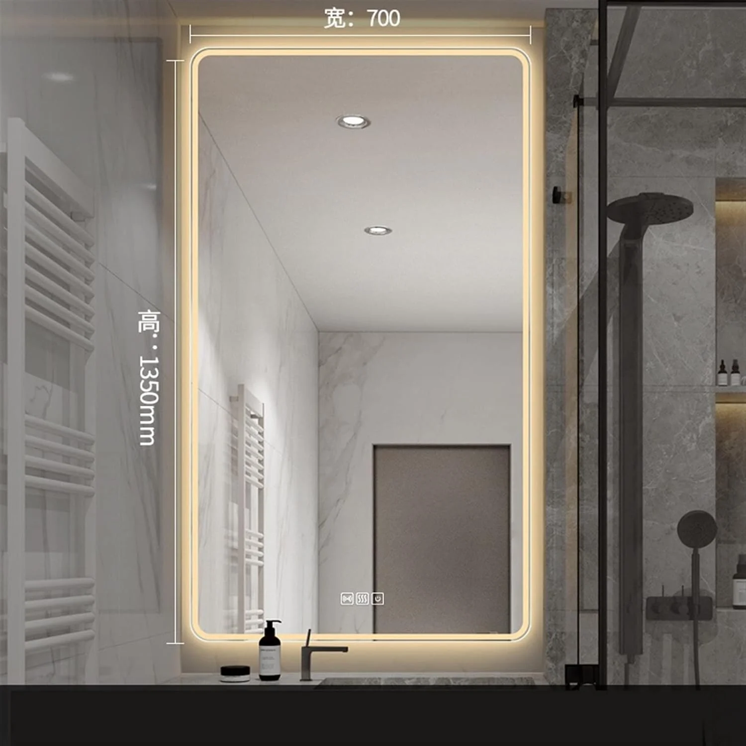 آینه حمام LOYOUYEO، آینه هوشمند آرایشی، آینه تمام قد روشن برای توالت و لوازم آرایشی