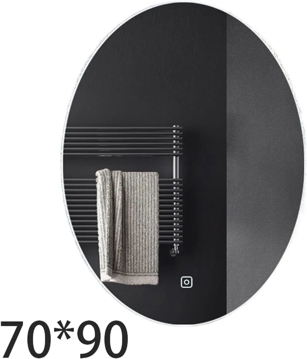 آینه حمام LOYOUYEO کلید دار، آینه روشویی بیضی شکل، آینه حمام هوشمند چراغ دار