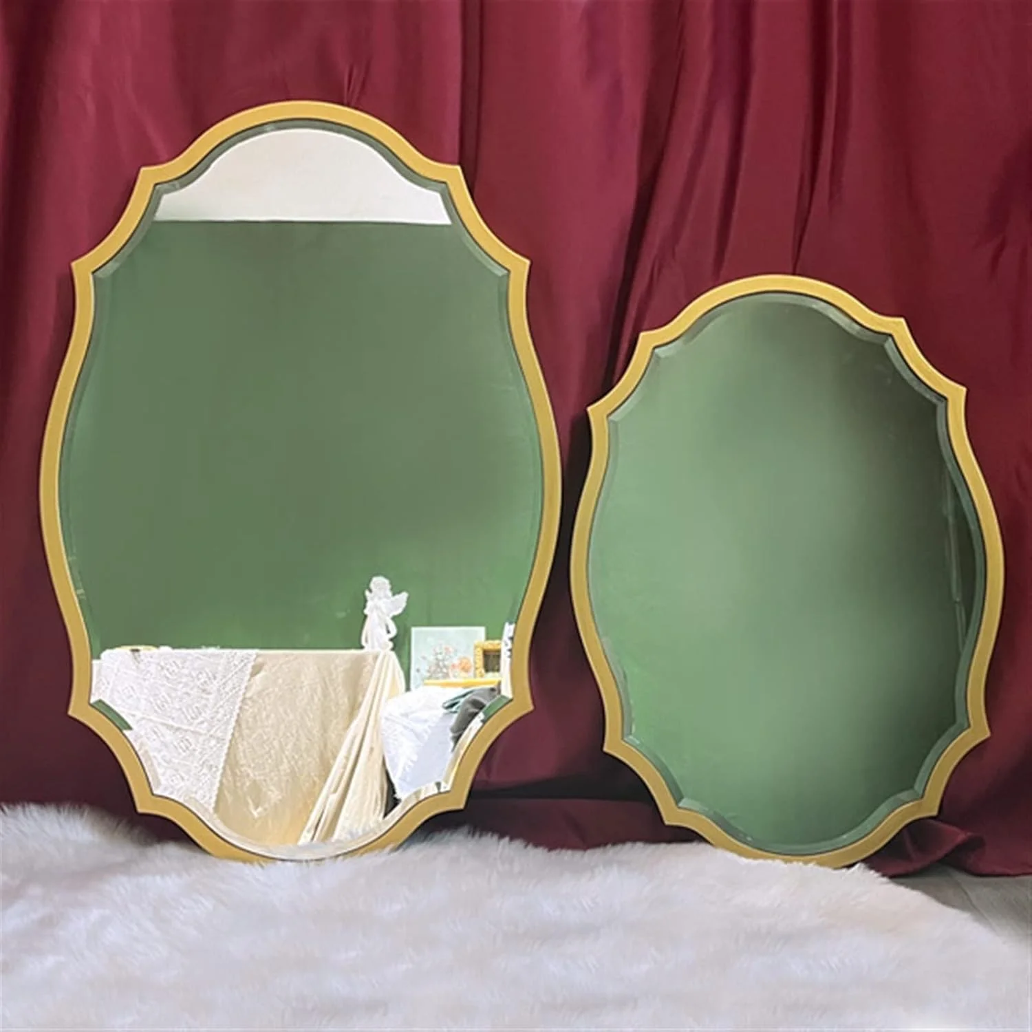 آینه حمام LOYOUYEO آینه حمام آینه آرایش رومیزی بدون قاب بیضی شکل آینه حمام LOYOUYEO آینه حمام آینه آرایش رومیزی بدون قاب بیضی شکل