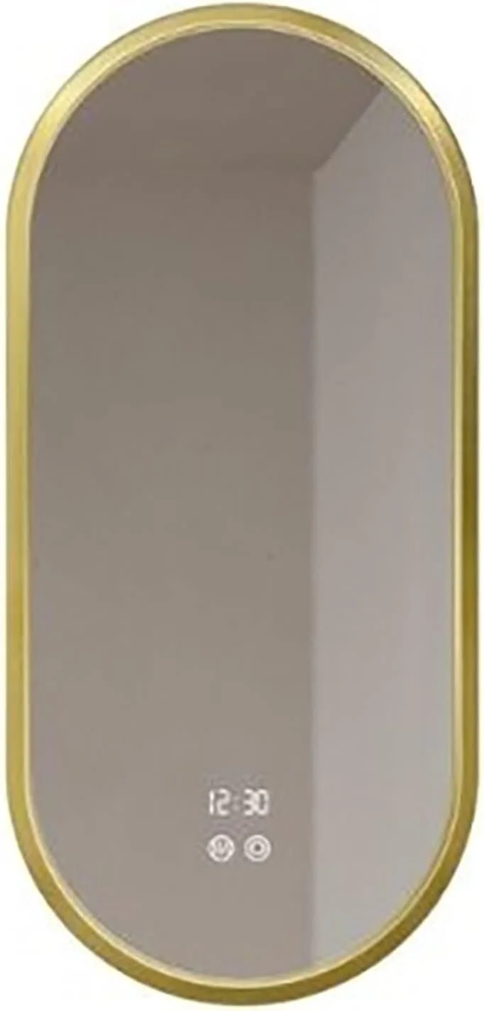 آینه حمام LOYOUYEO با قاب طلایی، طراحی بیضی شکل، آینه حمام نورپردازی شده، لوازم جانبی حمام