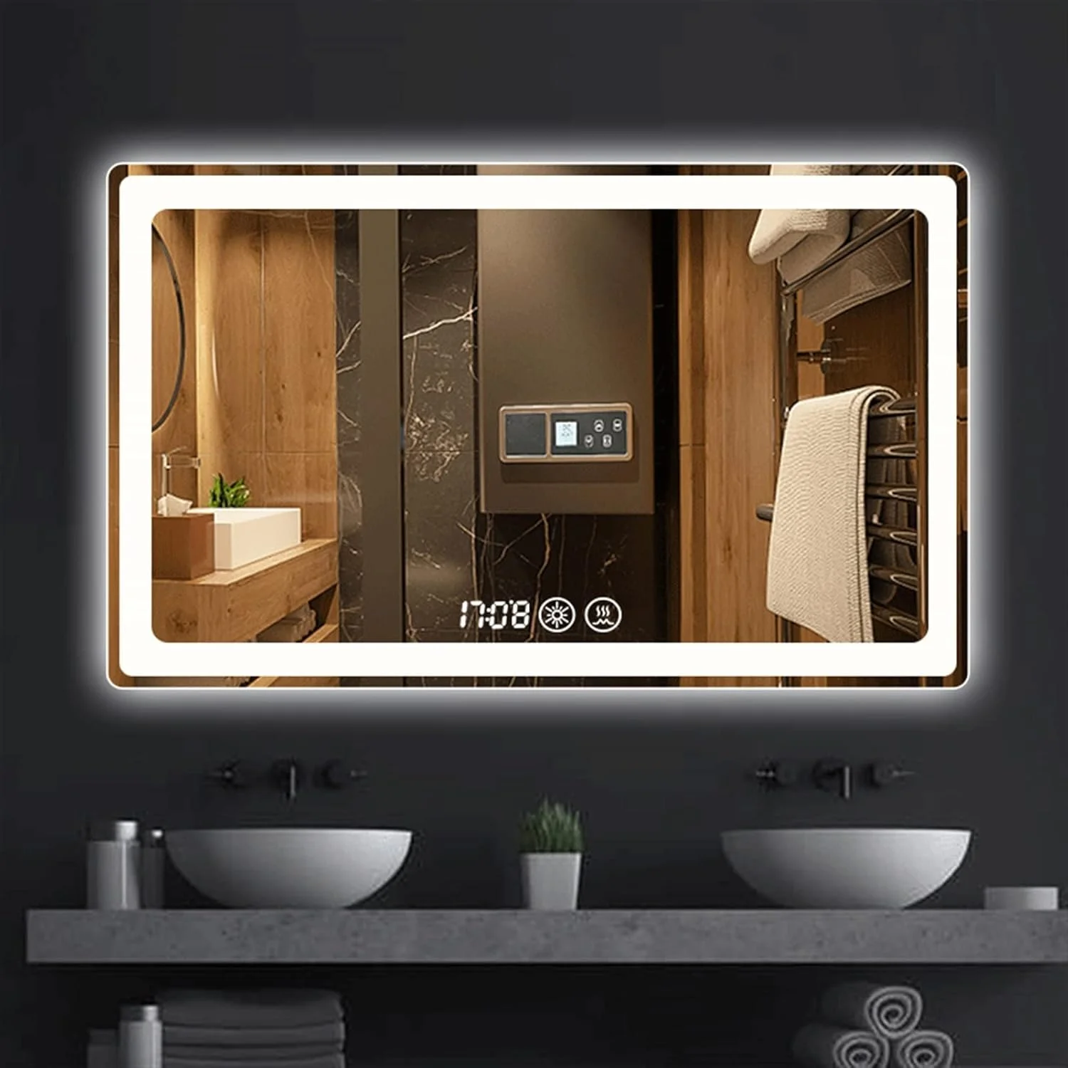 آینه حمام LOYOUYEO، مناسب اتاق خواب، آرایش و تمیزکاری، نور سفید گرم آینه حمام LOYOUYEO، مناسب اتاق خواب، آرایش و تمیزکاری، نور سفید گرم