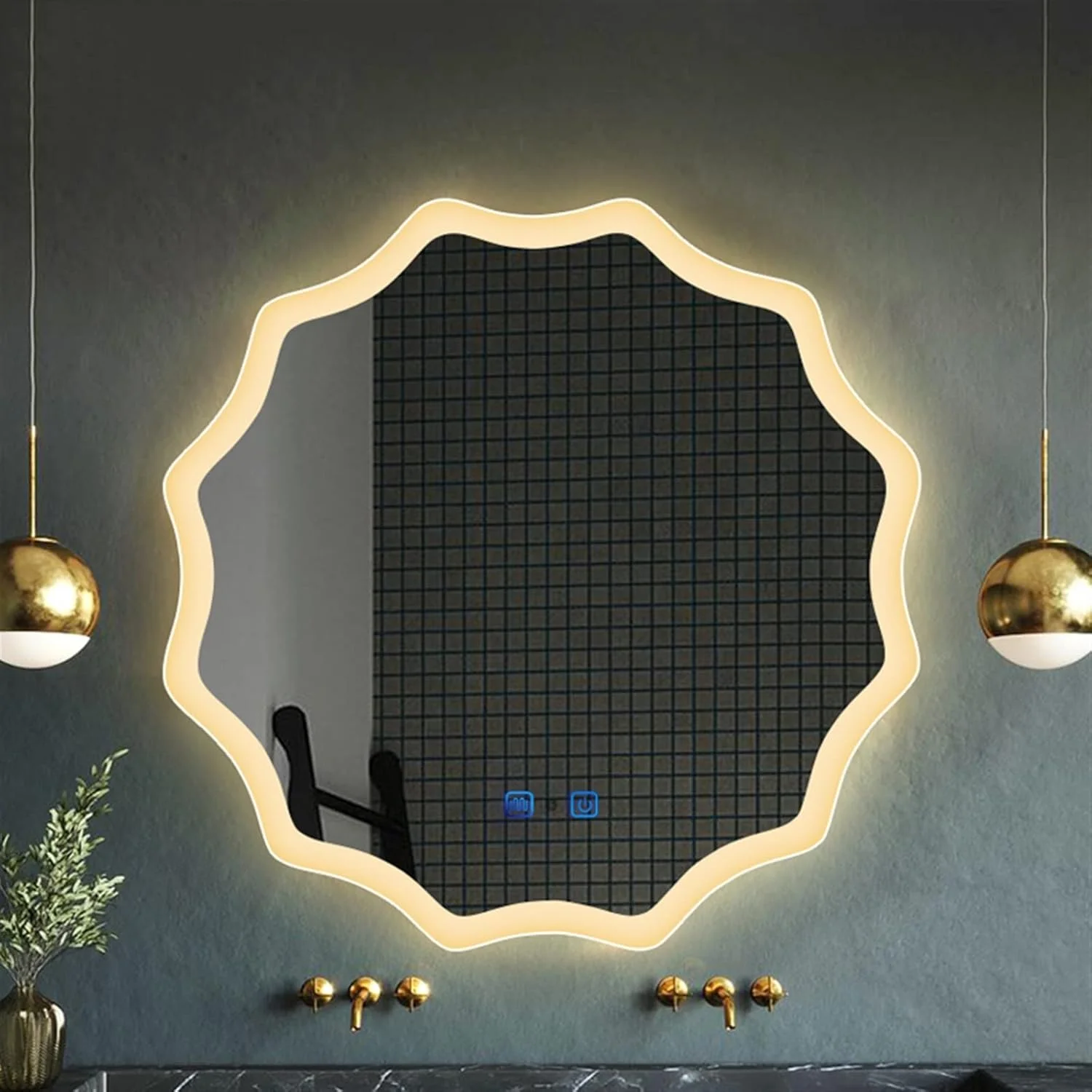 آینه حمام LOYOUYEO بدون بخار آینه آویز حمام آینه روشویی با نور شکل نامنظم آینه حمام روشن آینه حمام LOYOUYEO بدون بخار آینه آویز حمام آینه روشویی با نور شکل نامنظم آینه حمام روشن