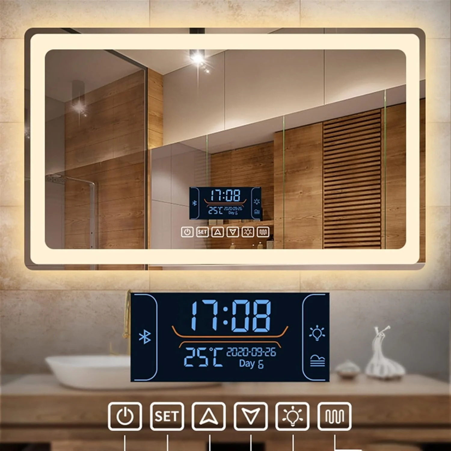 آینه حمام LOYOUYEO، مناسب اتاق خواب، آرایش و تمیزکاری، نور سفید گرم آینه حمام LOYOUYEO، مناسب اتاق خواب، آرایش و تمیزکاری، نور سفید گرم