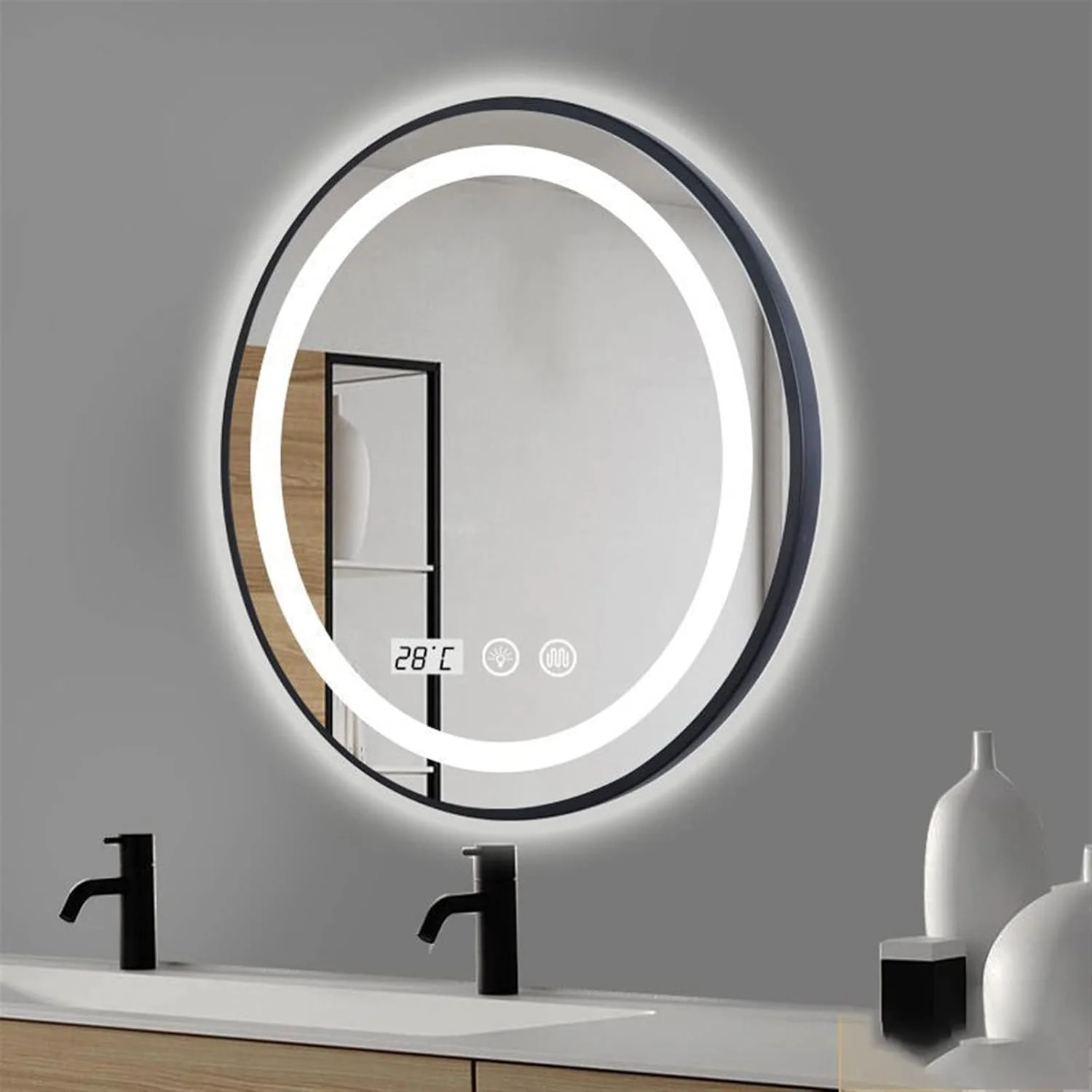 آینه حمام LOYOUYEO طلایی، آینه آرایشی حمام، آینه آرایشی توالت، آینه های ایستاده آرایش خانگی