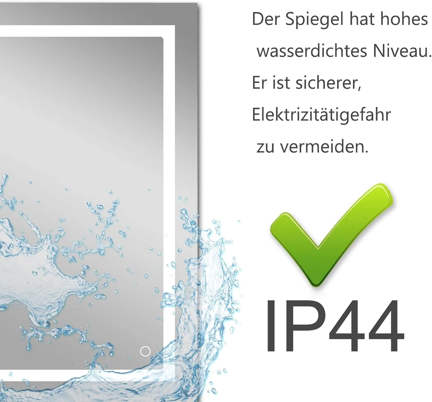 آینه حمام ال ای دی مدل LISA، ابعاد 70 در 50 سانتی متر، آینه دیواری بزرگ تزئینی 800 در 600 میلی متر، با قابلیت تنظیم نور با لمس، نور سفید گرم/سفید سرد، ضد بخار، دارای دوشاخه آینه حمام ال ای دی مدل LISA، ابعاد 70 در 50 سانتی متر، آینه دیواری بزرگ تزئینی 800 در 600 میلی متر، با قابلیت تنظیم نور با لمس، نور سفید گرم/سفید سرد، ضد بخار، دارای دوشاخه
