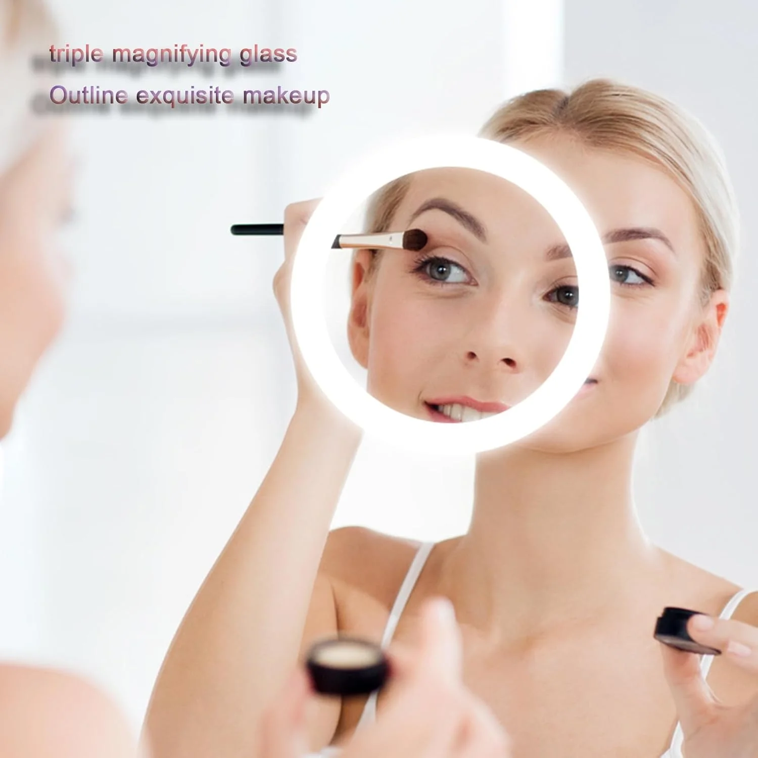 آینه حمام هوشمند با نور پس زمینه LED، آینه آرایش چراغ دار، ضد آب، ضد شکستگی، با حسگر لمسی/دیمر/پد ضد بخار (ارتفاع 50 * عرض 70 سانتی متر)