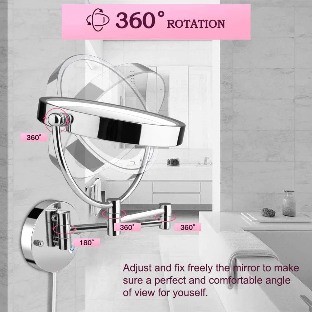 آینه آرایشی چراغ دار 5x دیواری، آینه اصلاح با بزرگنمایی و نور قابل تنظیم، آینه حمام با چراغ و بزرگنمایی، صفحه لمسی آینه آرایشی چراغ دار 5x دیواری، آینه اصلاح با بزرگنمایی و نور قابل تنظیم، آینه حمام با چراغ و بزرگنمایی، صفحه لمسی