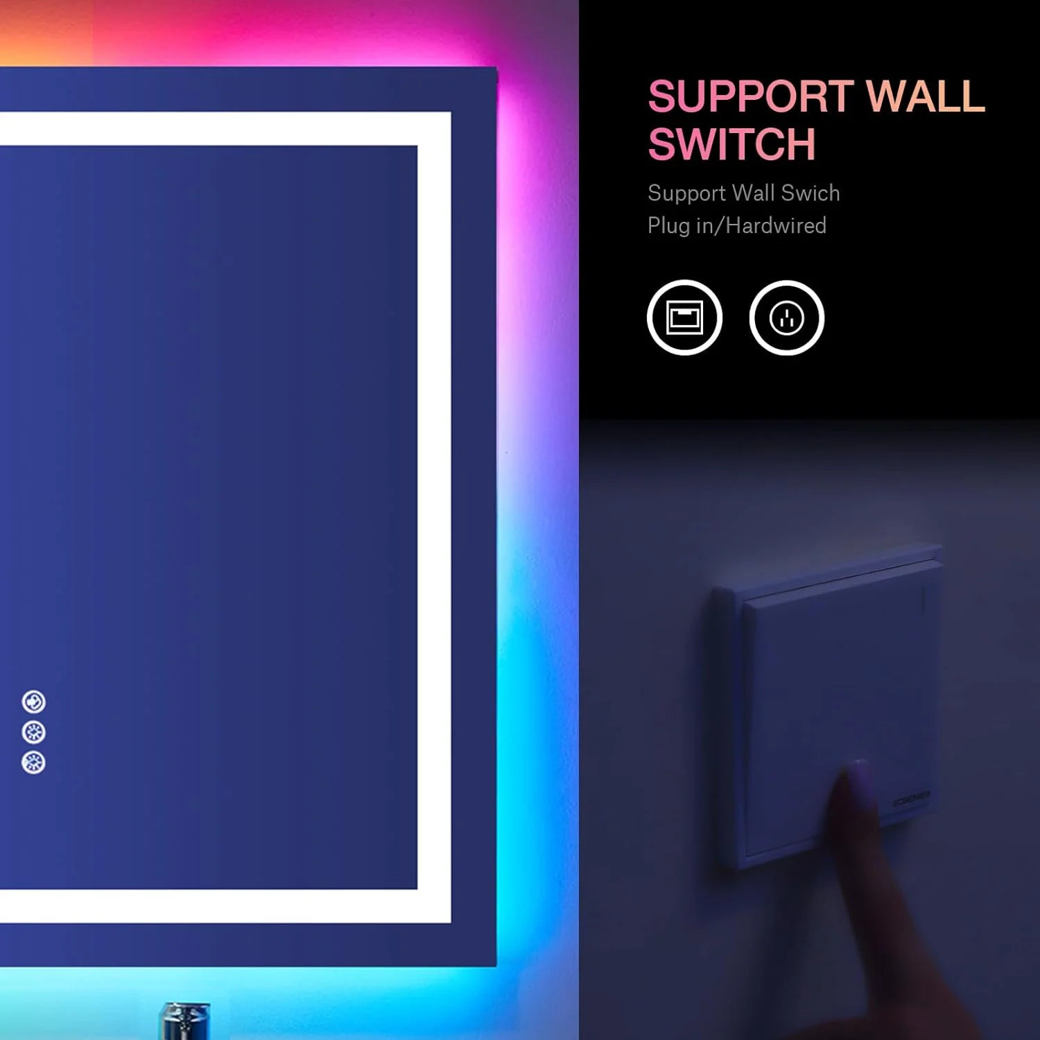 آینه حمام ال ای دی LOAAO با ابعاد 60 در 80 سانتی متر، دارای چراغ، ضد بخار، با نور پس زمینه RGB قابل تنظیم و نورپردازی جلویی، عملکرد حافظه، شیشه سکوریت ضد خرد شدن مناسب برای نصب دیواری آینه حمام ال ای دی LOAAO با ابعاد 60 در 80 سانتی متر، دارای چراغ، ضد بخار، با نور پس زمینه RGB قابل تنظیم و نورپردازی جلویی، عملکرد حافظه، شیشه سکوریت ضد خرد شدن مناسب برای نصب دیواری