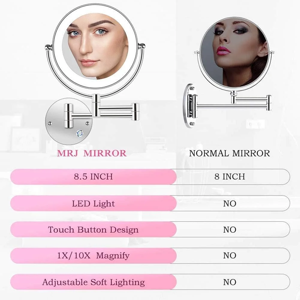 آینه آرایشی چراغ دار 5x دیواری، آینه اصلاح با بزرگنمایی و نور قابل تنظیم، آینه حمام با چراغ و بزرگنمایی، صفحه لمسی آینه آرایشی چراغ دار 5x دیواری، آینه اصلاح با بزرگنمایی و نور قابل تنظیم، آینه حمام با چراغ و بزرگنمایی، صفحه لمسی