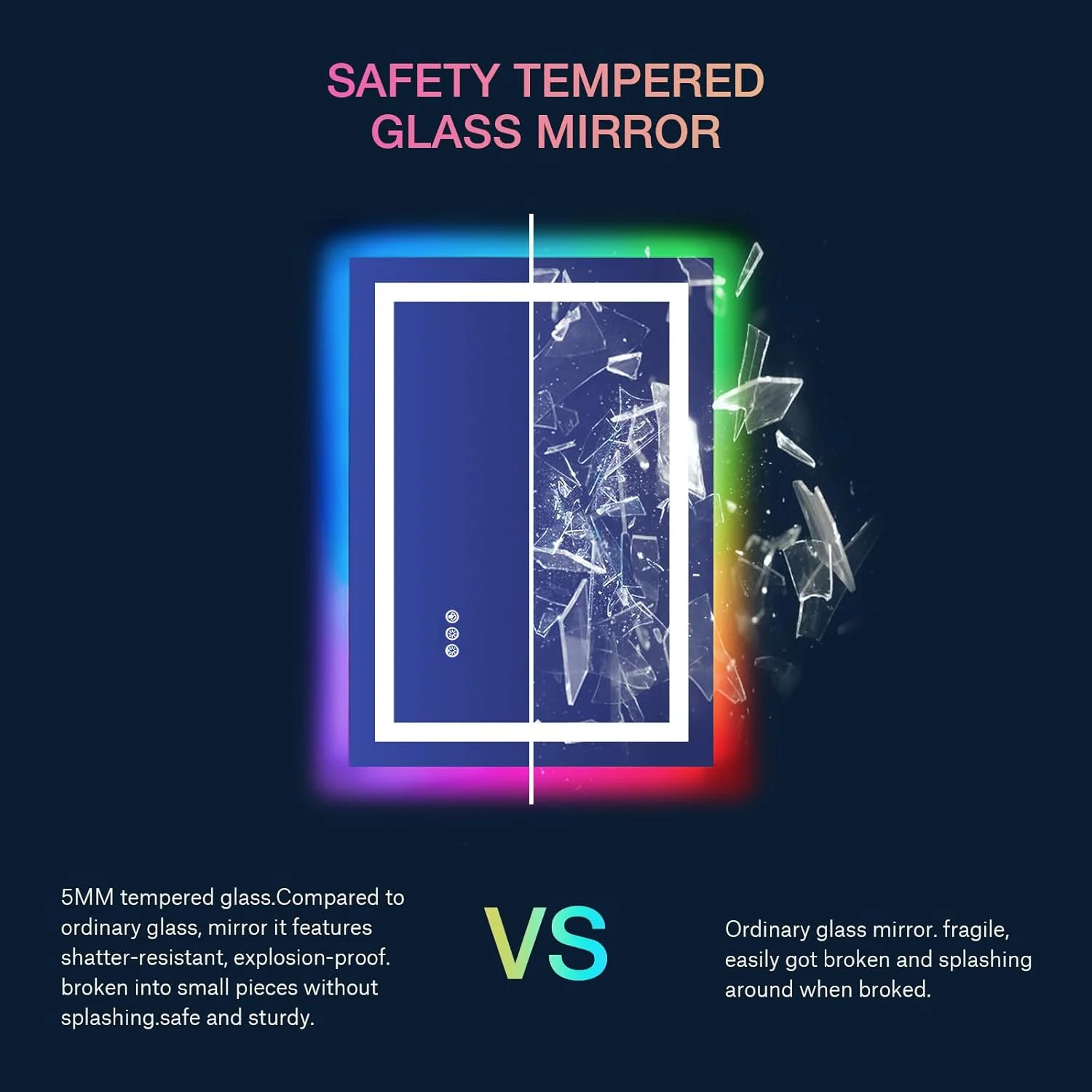 آینه حمام ال ای دی LOAAO با ابعاد 60 در 80 سانتی متر، دارای چراغ، ضد بخار، با نور پس زمینه RGB قابل تنظیم و نورپردازی جلویی، عملکرد حافظه، شیشه سکوریت ضد خرد شدن مناسب برای نصب دیواری آینه حمام ال ای دی LOAAO با ابعاد 60 در 80 سانتی متر، دارای چراغ، ضد بخار، با نور پس زمینه RGB قابل تنظیم و نورپردازی جلویی، عملکرد حافظه، شیشه سکوریت ضد خرد شدن مناسب برای نصب دیواری