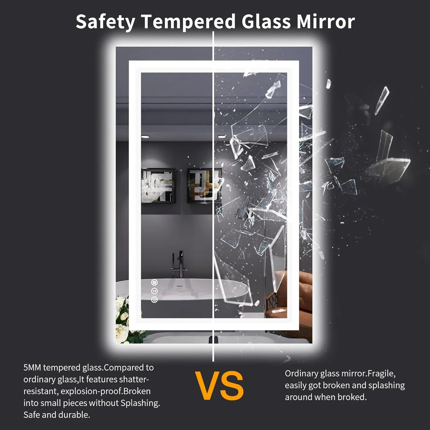 آینه حمام ال ای دی LOAAO با ابعاد 60 در 90 سانتی متر، ضد بخار، دیمر دار، نور پس زمینه + نور جلو، آینه روشویی چراغ دار برای دیوار، عملکرد حافظه، شیشه حرارت دیده، استفاده ایمن، دارای گواهینامه ETL آینه حمام ال ای دی LOAAO با ابعاد 60 در 90 سانتی متر، ضد بخار، دیمر دار، نور پس زمینه + نور جلو، آینه روشویی چراغ دار برای دیوار، عملکرد حافظه، شیشه حرارت دیده، استفاده ایمن، دارای گواهینامه ETL