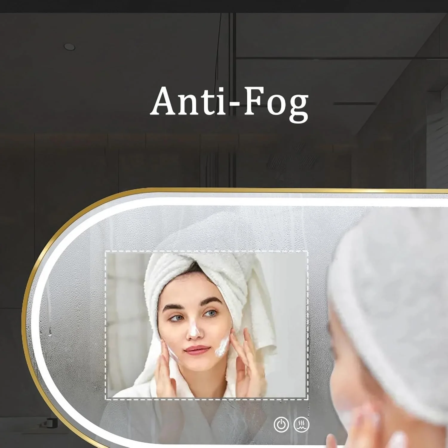 آینه حمام ال ای دی بزرگ 40x80 سانتی متری برای دیوار، آینه روشویی بیضی شکل با ضد مه، آینه آرایش با نوار ال ای دی ضد آب آینه حمام ال ای دی بزرگ 40x80 سانتی متری برای دیوار، آینه روشویی بیضی شکل با ضد مه، آینه آرایش با نوار ال ای دی ضد آب