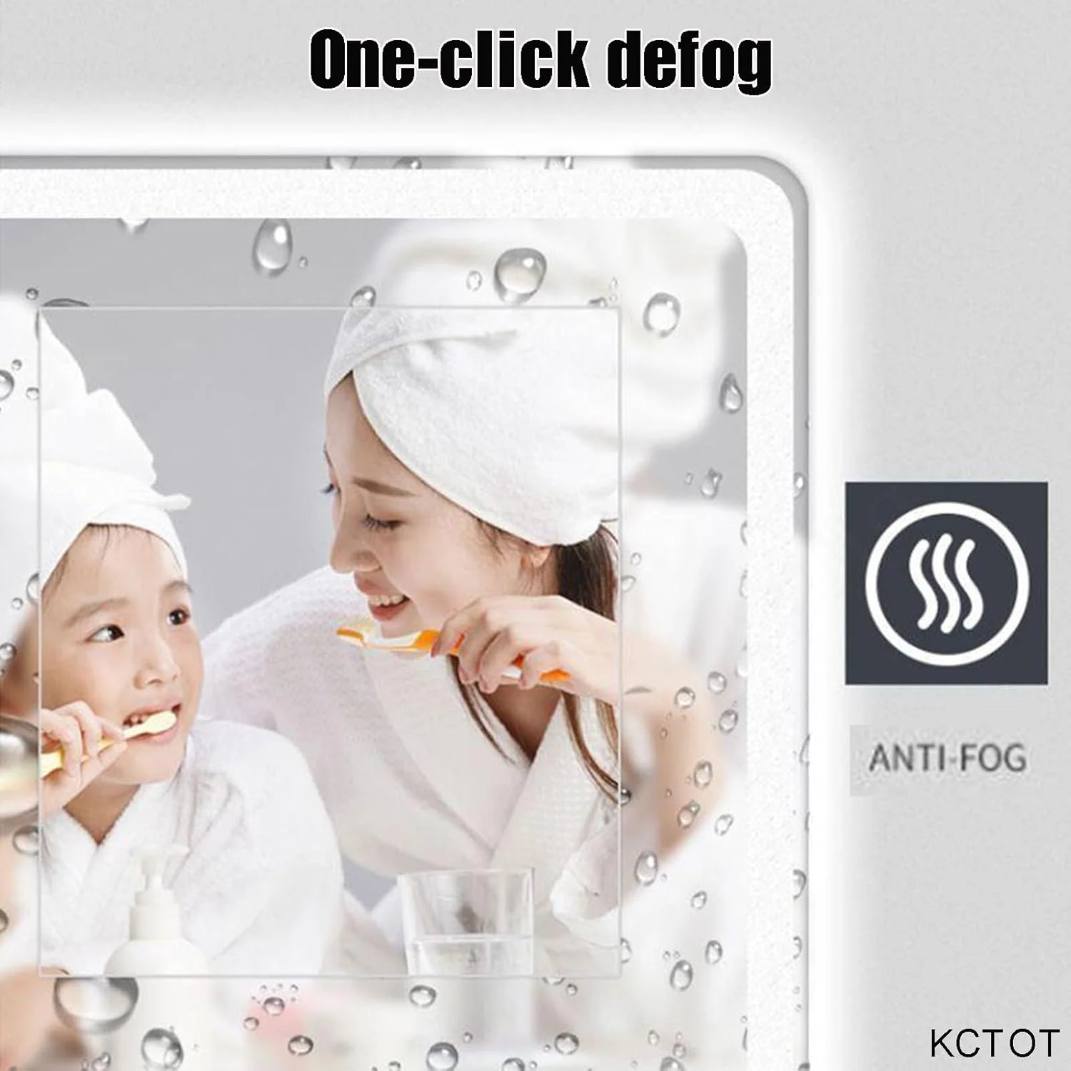 آینه حمام LED با نور پس زمینه - آینه هوشمند نیم دایره، ضد بخار و با قابلیت تنظیم نور، مناسب برای حمام/اتاق خواب/اتاق نشیمن/ورودی (R 60x60CM(23.6X23.6in))