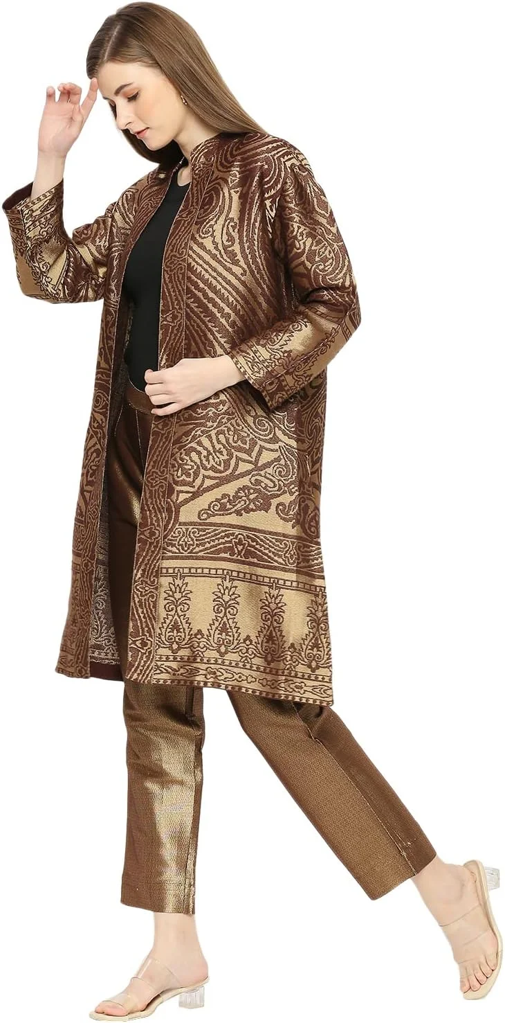 کت بلند زنانه پارچه ای طرح دار CLOTH HAUS INDIA با طراحی منحصر به فرد و شیک کت بلند زنانه پارچه ای طرح دار CLOTH HAUS INDIA با طراحی منحصر به فرد و شیک