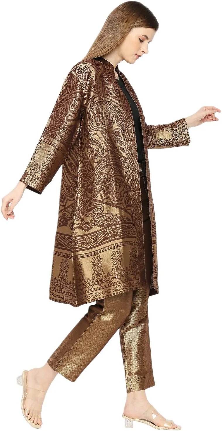 کت بلند زنانه پارچه ای طرح دار CLOTH HAUS INDIA با طراحی منحصر به فرد و شیک کت بلند زنانه پارچه ای طرح دار CLOTH HAUS INDIA با طراحی منحصر به فرد و شیک