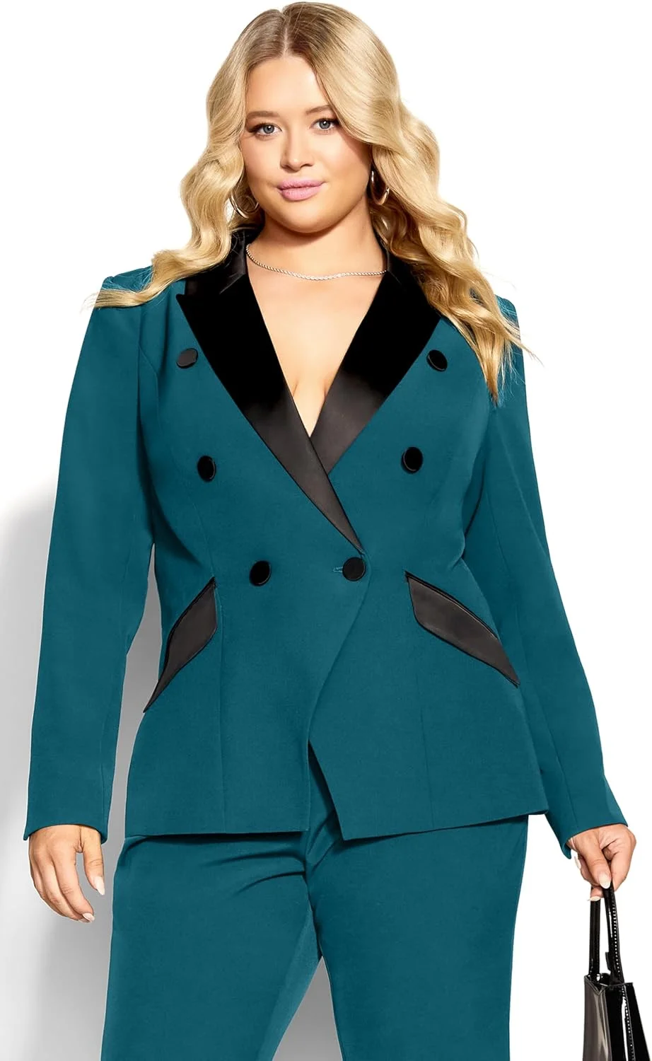 کت زنانه سیتی شیک مدل JKT Tuxe Luxe سایز بزرگ کت زنانه سیتی شیک مدل JKT Tuxe Luxe سایز بزرگ