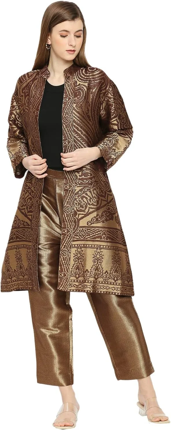کت بلند زنانه پارچه ای طرح دار CLOTH HAUS INDIA با طراحی منحصر به فرد و شیک کت بلند زنانه پارچه ای طرح دار CLOTH HAUS INDIA با طراحی منحصر به فرد و شیک