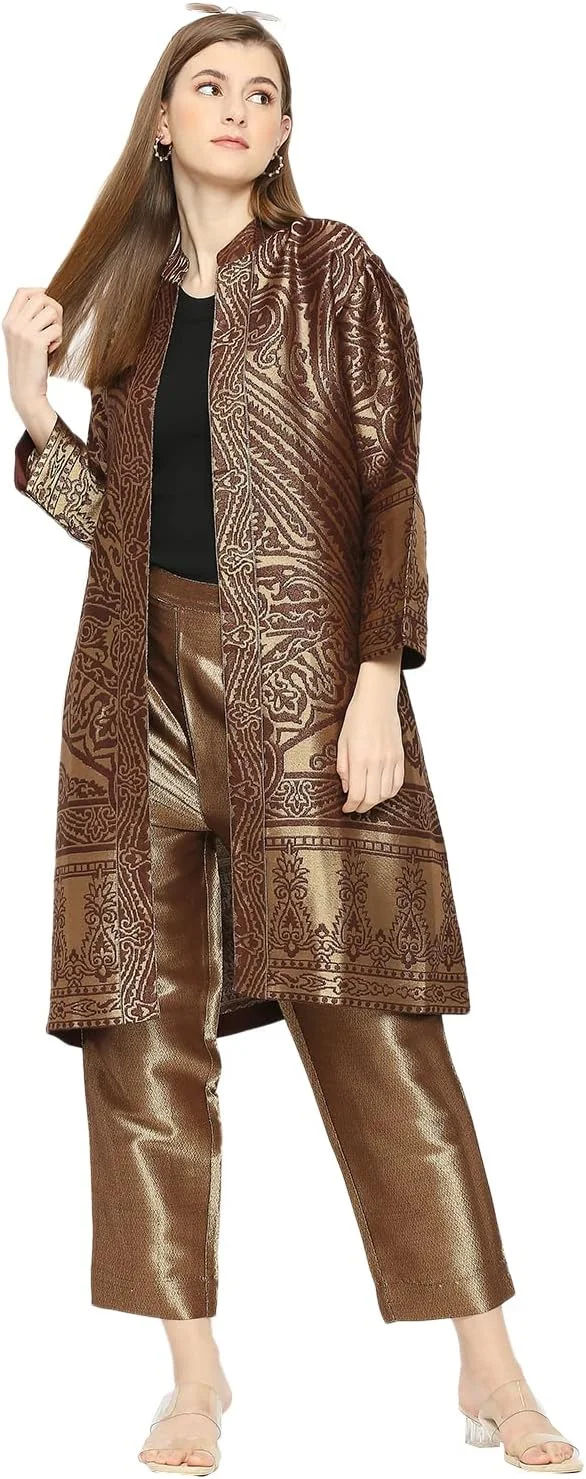 کت بلند زنانه پارچه ای طرح دار CLOTH HAUS INDIA با طراحی منحصر به فرد و شیک کت بلند زنانه پارچه ای طرح دار CLOTH HAUS INDIA با طراحی منحصر به فرد و شیک