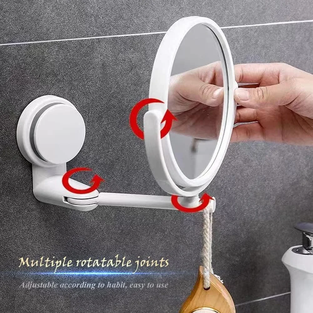 آینه آرایشی دیواری خزنه، آینه آرایشی دو طرفه 5.9 اینچی با بزرگنمایی 1X و 3X، آینه حمام چرخشی و قابل افزایش