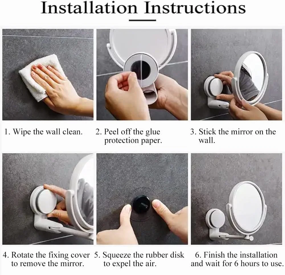 آینه آرایشی دیواری خزنه، آینه آرایشی دو طرفه 5.9 اینچی با بزرگنمایی 1X و 3X، آینه حمام چرخشی و قابل افزایش