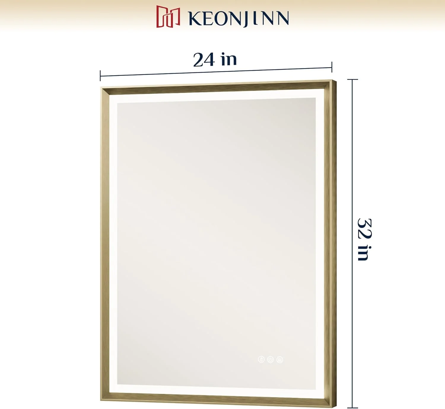 Keonjinn 24” x 32” LED Bathroom Mirror with Frontlit & Backlit, Black Metal Framed Beveled Edge Wall Mirror, Large LED Mirror with Anti Fog, Stepless 3-Color Temperature, UL-Listed LED Driver