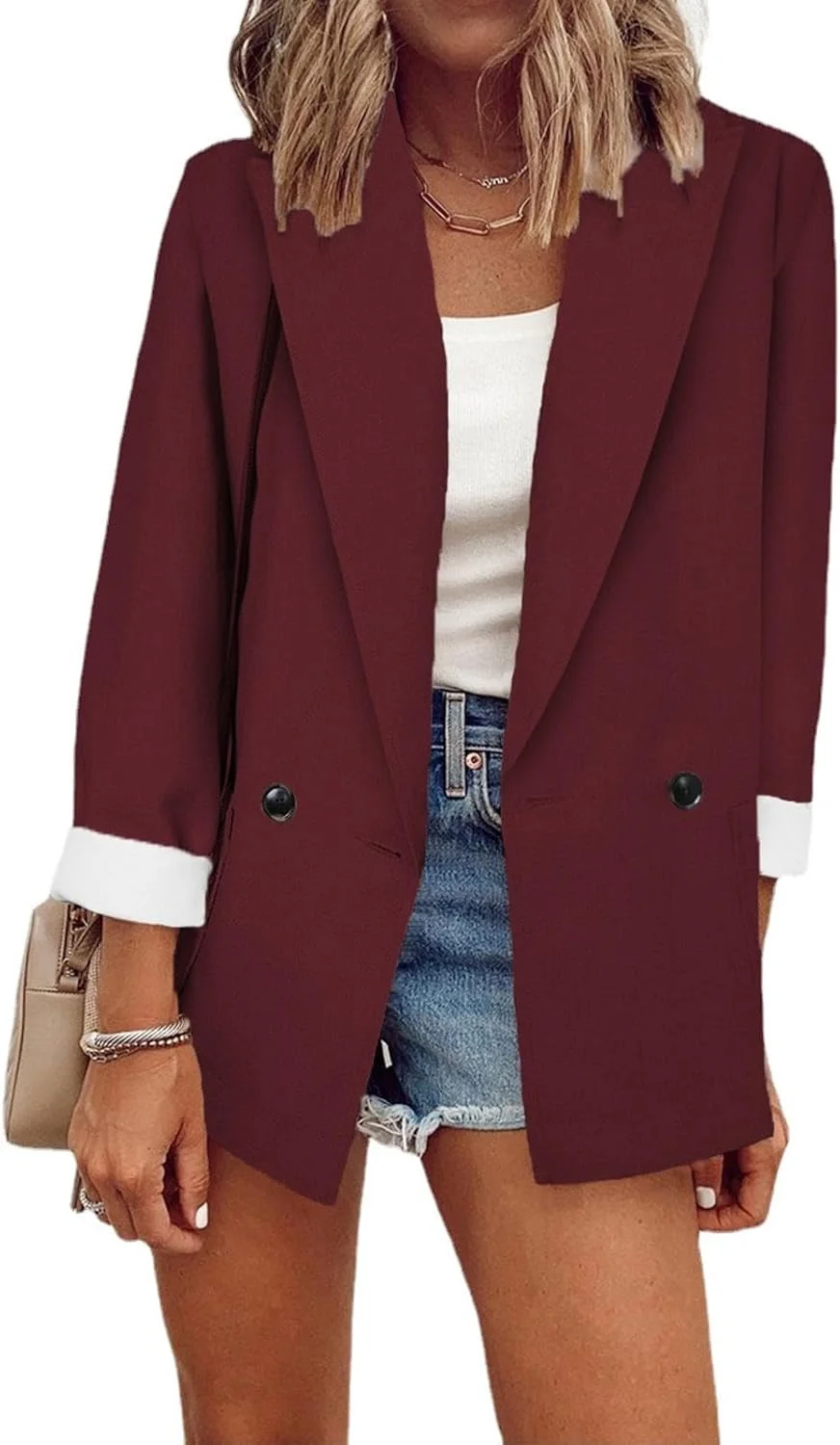 کت تک زنانه غیر رسمی، مناسب بهار و پاییز، تک دکمه، یقه برگردان، آستین بلند