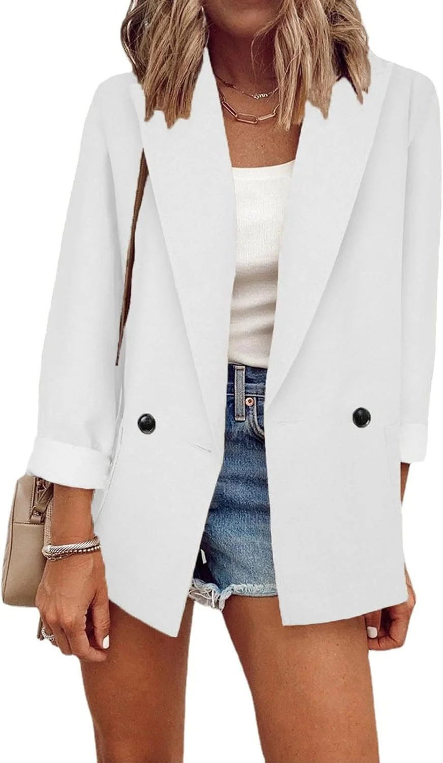 کت تک زنانه غیر رسمی، مناسب بهار و پاییز، تک دکمه، یقه برگردان، آستین بلند