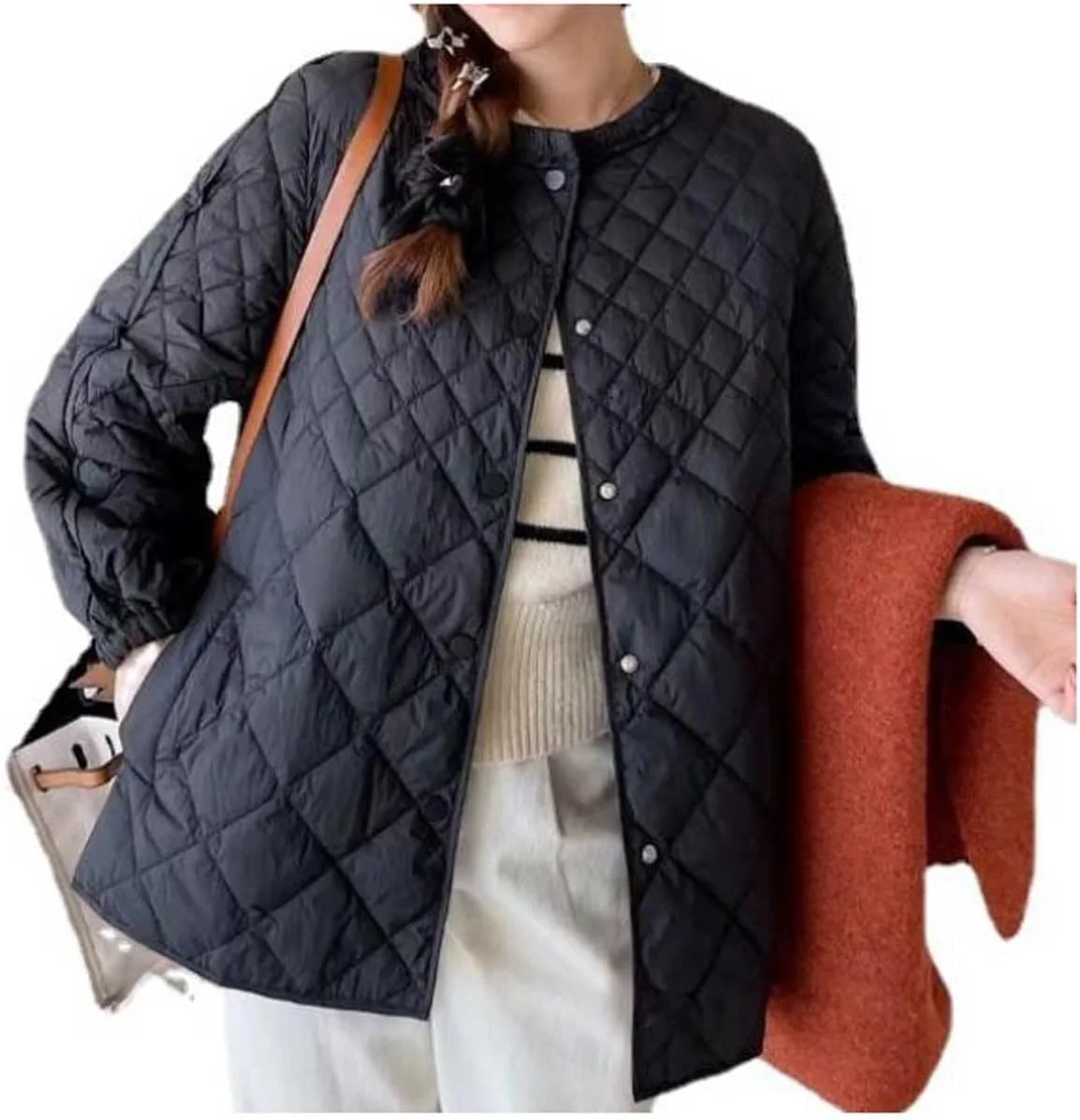 کت زمستانی زنانه CELFER، کت پفی زنانه، قد متوسط، بالای زانو، ضخیم، کلاه دار، مدل آزاد مناسب دانشجویان