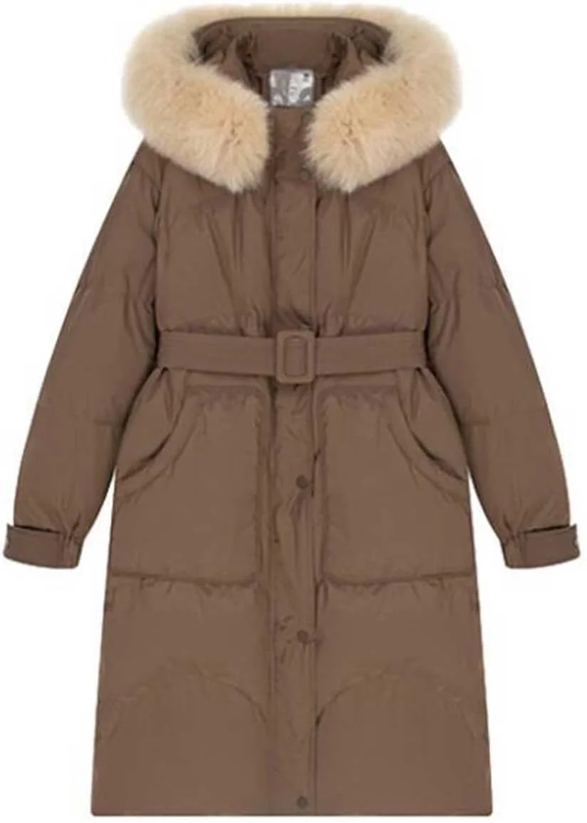 کت زمستانی زنانه CELFER با یقه خز ضخیم، ژاکت میانه بلند زنانه، ژاکت مد زمستانی