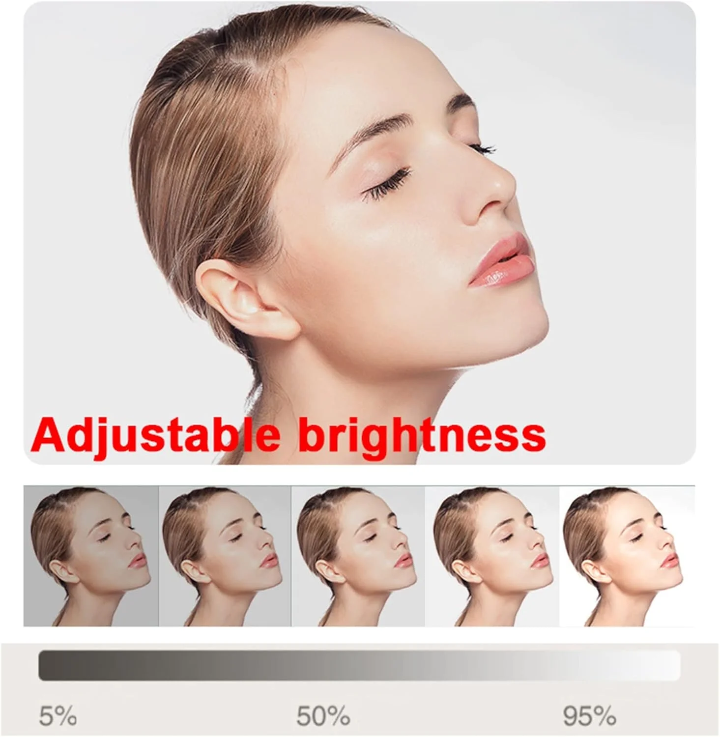 آینه دیواری نیم دایره نامنظم LED، آینه حمام بدون قاب با قابلیت تنظیم 3000K/4000K/6000K، دکمه لمسی هوشمند، آینه آرایش روشن با نور قابل تنظیم پیوسته (سایز: 80 سانتی متر)